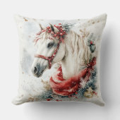 Winter Horse in Snowy Forest クッション (正面)