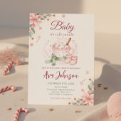 Winter Hot Cocoa Baby Shower Invitation Pink 招待状
