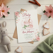 Winter Hot Cocoa Baby Shower Invitation Pink 招待状