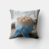 Winter Hot Cocoa With Blue Scarf クッション (裏面)