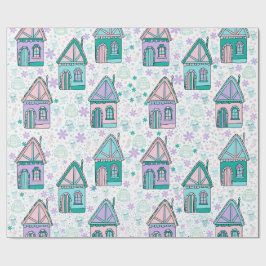 Winter Houses Art – Cozy Snowy Village Design  ラッピングペーパー