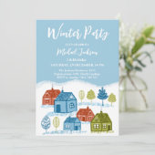 Winter houses Birthday Party Baby 招待状 (スタンド正面)