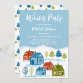Winter houses Birthday Party Baby 招待状 (正面/裏面)