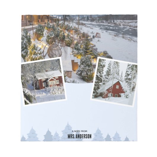 Winter Houses & Snowy Landscape Notepad ノートパッド (正面)