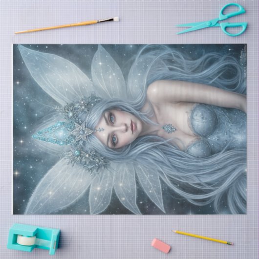 Winter Ice Fairy Queen with Crystal Wings Fantasy  薄葉紙 (クラフト)