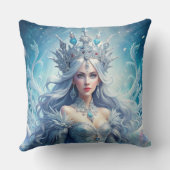 Winter Ice Queen Fantasy Art Throw Pillow クッション (裏面)