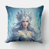 Winter Ice Queen Fantasy Art Throw Pillow クッション (正面)