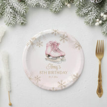 Winter Ice Skating Birthday Gold Glitter Snowflake