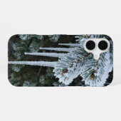 Winter Icicles Frosted Pine Branch Phone Case iPhone 16ケース (裏面横)