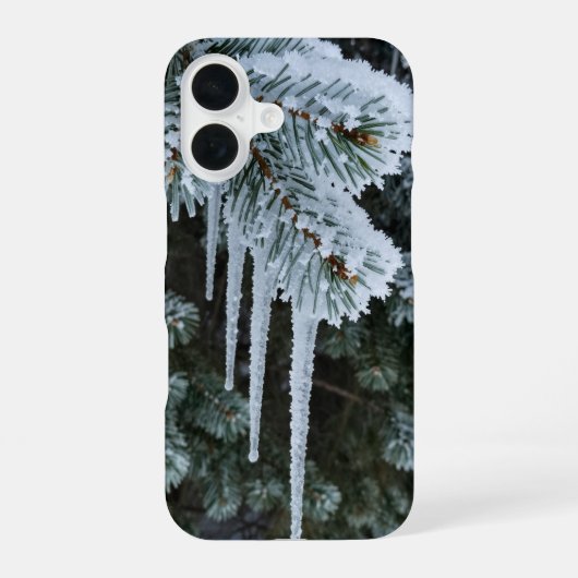 Winter Icicles Frosted Pine Branch Phone Case iPhone 16ケース (裏面)