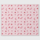 Winter icons - cozy Pink and Red Christmas Pattern ラッピングペーパー (フラット)