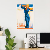 Winter in Austria Vintage Ski Poster - Framed ポスター (ホームオフィス)