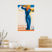 Winter in Austria Vintage Ski Poster - Framed ポスター (キッチン)