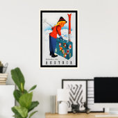 Winter in Austria Vintage Ski Poster - Framed ポスター (ホームオフィス)