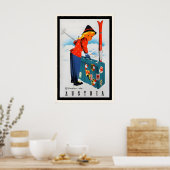 Winter in Austria Vintage Ski Poster - Framed ポスター (キッチン)