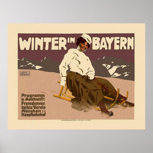 Winter in Bayernヴィンテージ旅行ポスター ポスター (正面)
