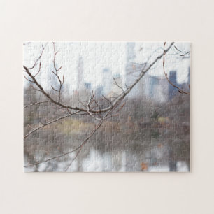 Winter in Central Park Lake New York Cityスカイライン ジグソーパズル