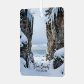 Winter in Door County Wisconsin Souvenir Keepsake メタルオーナメント (正面左)