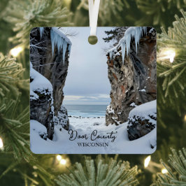 Winter in Door County  Wisconsin Souvenir Keepsake メタルオーナメント