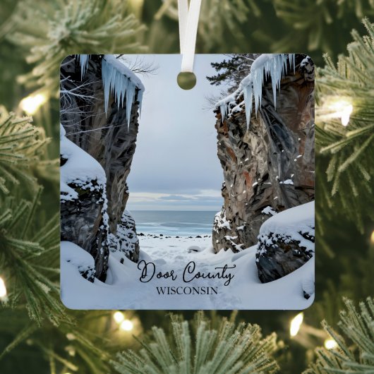 Winter in Door County Wisconsin Souvenir Keepsake メタルオーナメント (インサイチュ)