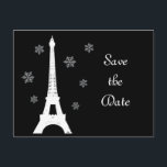 Winter in Paris日付はがきを保存 案内ポストカード<br><div class="desc">背の高い堂エレガント々としたエッフェルタワー飾は、日付はがきを保存する。夜空図解入りの、写真付きのに飾点在する雪の結晶。特別なパリのテーマの曲のロマンチックな前奏曲結婚である。冬のスノーフレーク結婚のラインと容易に調整できるフルラインの一結婚部である。</div>