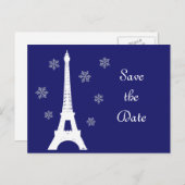 Winter in Paris日付はがき藍色を保存 案内ポストカード (正面/裏面)