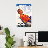 Winter in Switzerland Vintage Travel Poster ポスター (ホームオフィス)