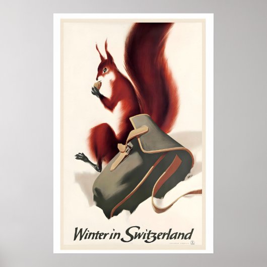 Winter in Switzerland Vintage Travel Poster ポスター (正面)
