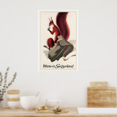 Winter in Switzerland Vintage Travel Poster ポスター (キッチン)