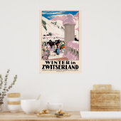 Winter in Switzerland Zurich Vintage Travel Poster ポスター (キッチン)