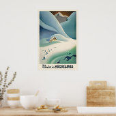 Winter in Yugoslavia Vintage Ski Poster - Framed ポスター (キッチン)