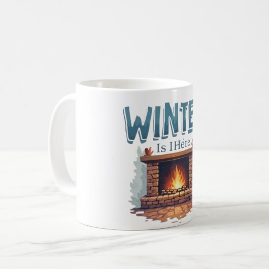 Winter Is Here Fireplace Mug – Cozy Fire Design コーヒーマグカップ (正面左)