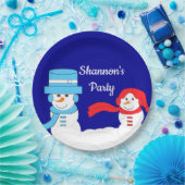 Winter is Quite Snowy:  Dark Blue ペーパープレート (パーティー)