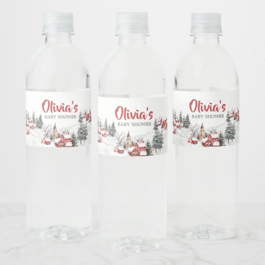 Winter It Take a Village Baby Shower ペットボトルラベル (ボトル)