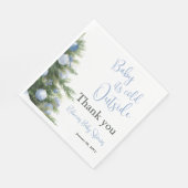 Winter It's Cold Outside Blue Bow Baby Shower スタンダードランチョンナプキン (角)