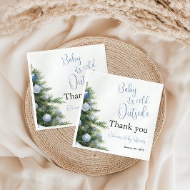 Winter It's Cold Outside Blue Bow Baby Shower スタンダードランチョンナプキン