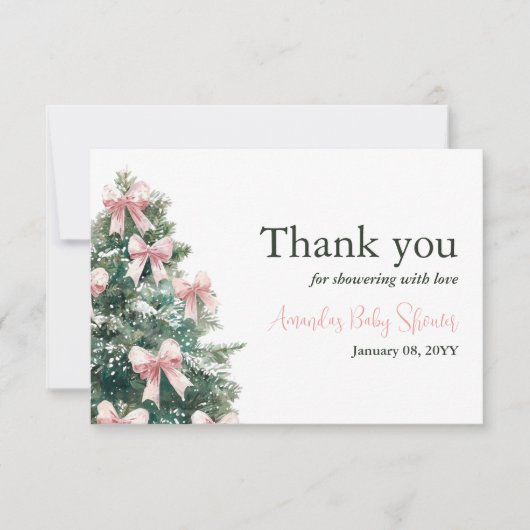 Winter It's Cold Outside Pink Bow Girl Baby Shower (正面)