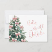 Winter It's Cold Outside Pink Bow Girl Baby Shower (裏面)