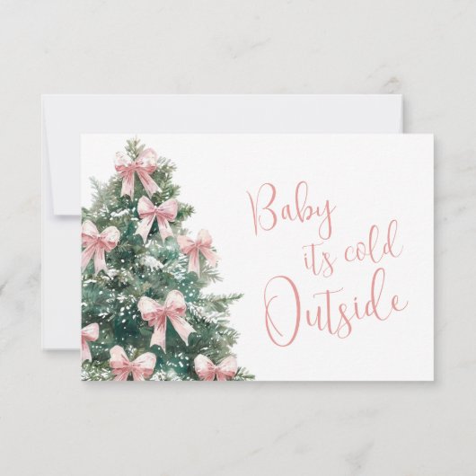 Winter It's Cold Outside Pink Bow Girl Baby Shower (裏面)