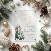 Winter It's Cold Outside Pink Bow Girl Baby Shower アクリル招待状