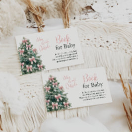 Winter It's Cold Outside Pink Bow Girl Baby Shower エンクロージャーカード