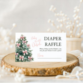 Winter It's Cold Outside Pink Bow Girl Baby Shower エンクロージャーカード