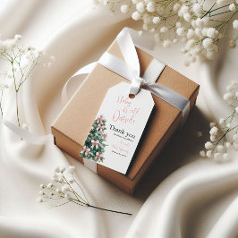 Winter It's Cold Outside Pink Bow Girl Baby Shower ギフトタグ