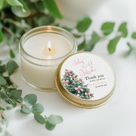 Winter It's Cold Outside Pink Bow Girl Baby Shower ラウンドシール