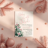 Winter It's Cold Outside Pink Bow Girl Baby Shower 招待状