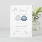 Winter Its Twin Brothers Baby Shower Invitation 招待状 (スタンド正面)
