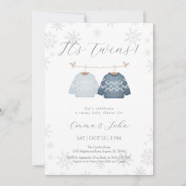 Winter Its Twin Brothers Baby Shower Invitation 招待状