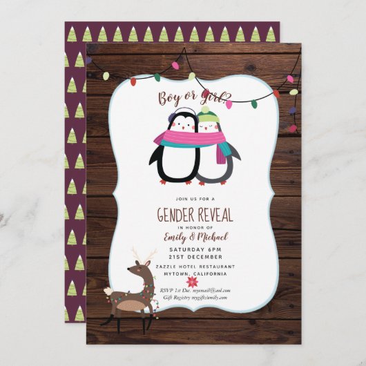 Winter Its TWINS Birth Announcement招待状 招待状 (正面/裏面)