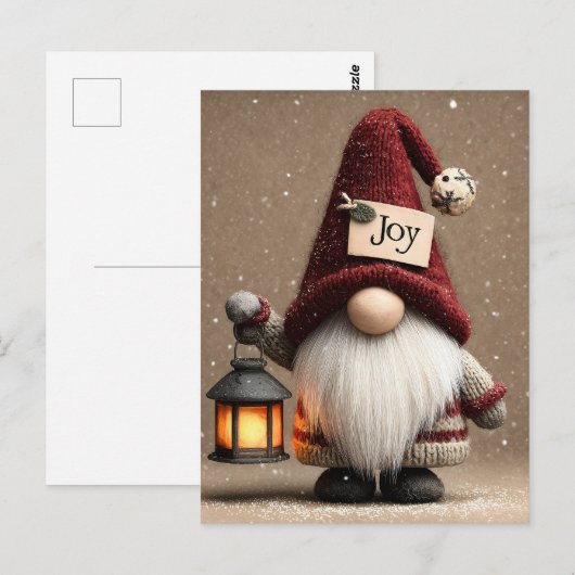 WINTER JOY: Cute Knitted Christmas Gnome ポストカード (正面/裏面)