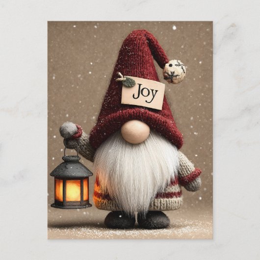 WINTER JOY: Cute Knitted Christmas Gnome ポストカード (正面)
